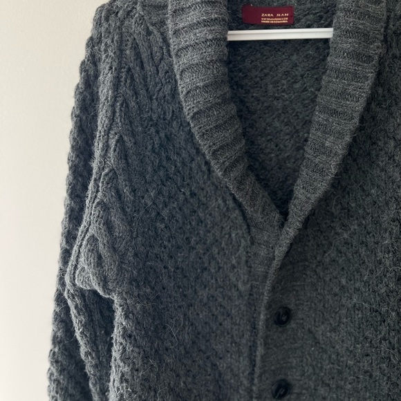 Zara men grey knitted button cardigan - Picture 4 of 4